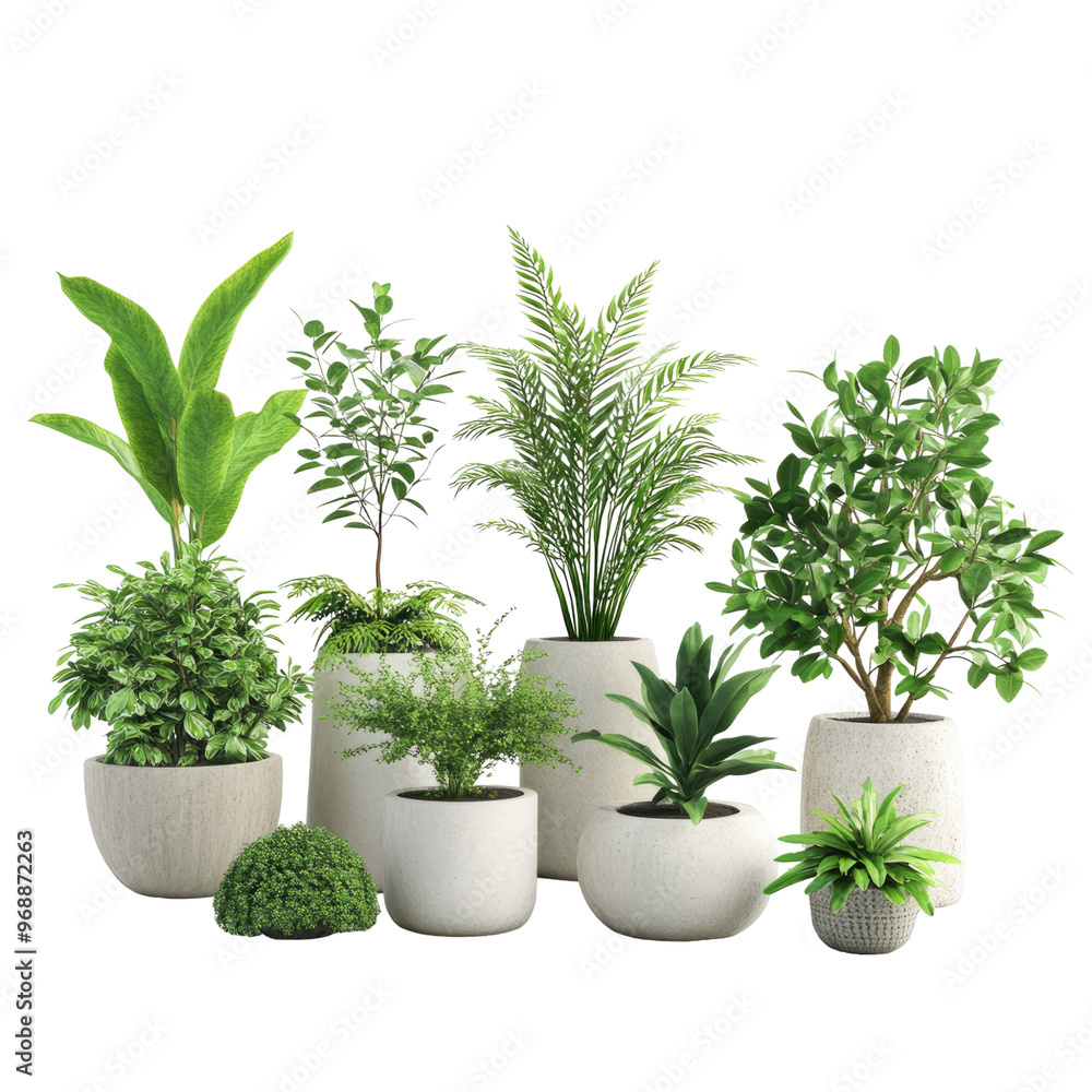 Obraz premium 3d illustration of decorative plant collection isolated on transparent background