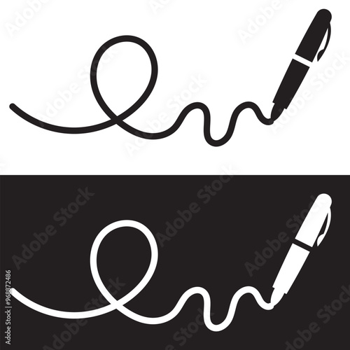The signature icon. Pen and undersign, underwrite, ratify symbol.  isolated on white and black background. Clothing icons. Vector Illustration. EPS 10