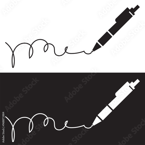 The signature icon. Pen and undersign, underwrite, ratify symbol.  isolated on white and black background. Clothing icons. Vector Illustration. EPS 10