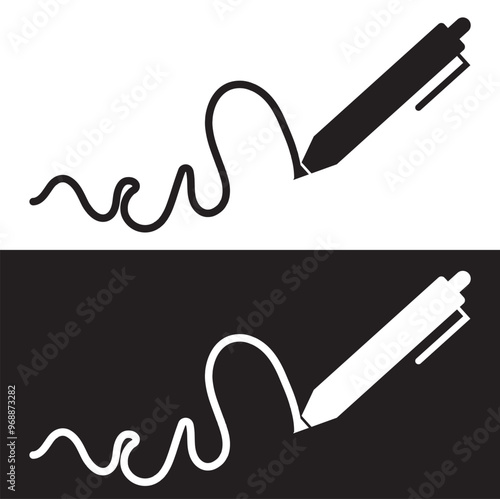 The signature icon. Pen and undersign, underwrite, ratify symbol.  isolated on white and black background. Clothing icons. Vector Illustration. EPS 10