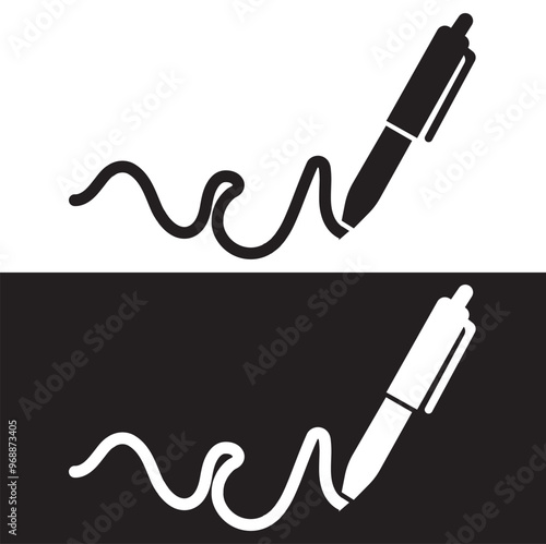 The signature icon. Pen and undersign, underwrite, ratify symbol.  isolated on white and black background. Clothing icons. Vector Illustration. EPS 10