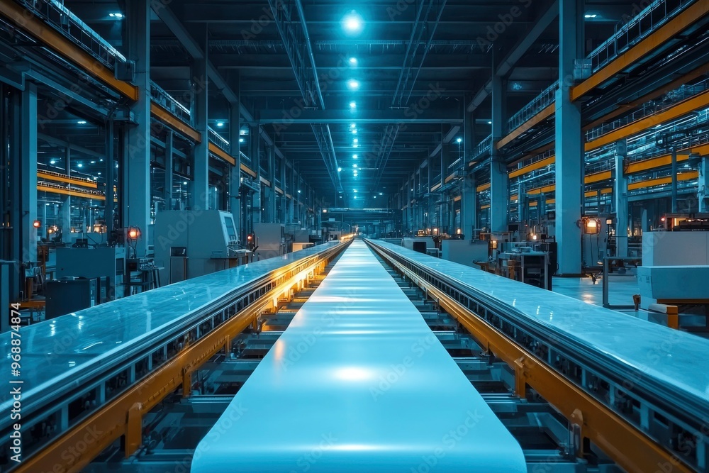 Fototapeta premium Conveyor Belt System in an Industrial Factory