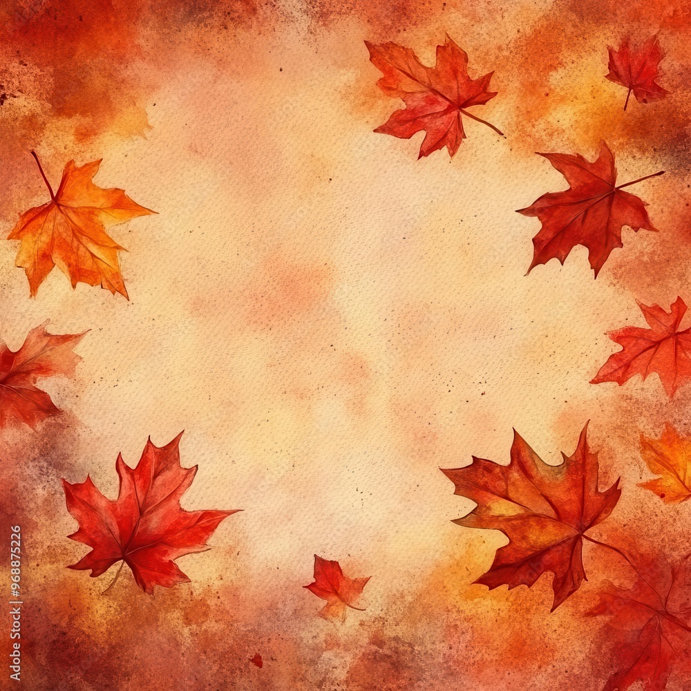 Thanksgiving background, autumn leaves scattered, warm tones, Watercolor style Thanksgiving background, autumn leaves scattered, warm tones, Watercolor style