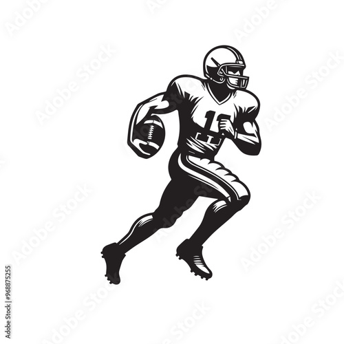 American football player silhouette. American football player logo, icon vector design isolated on white background.