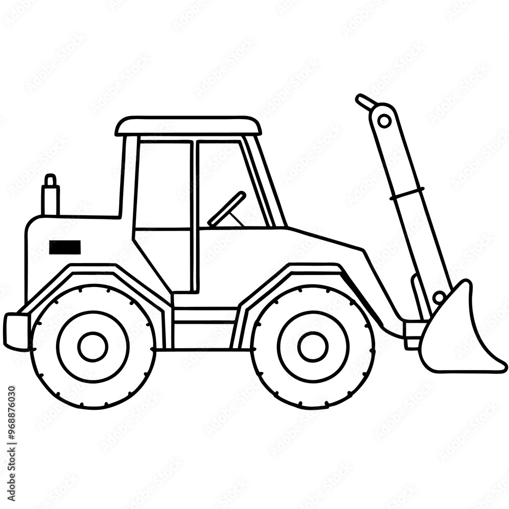 Naklejka premium backhoe machine outline coloring book page line art drawing