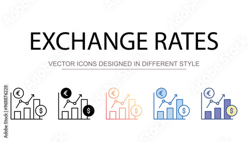 Exchange Rates icon design with white background stock illustration