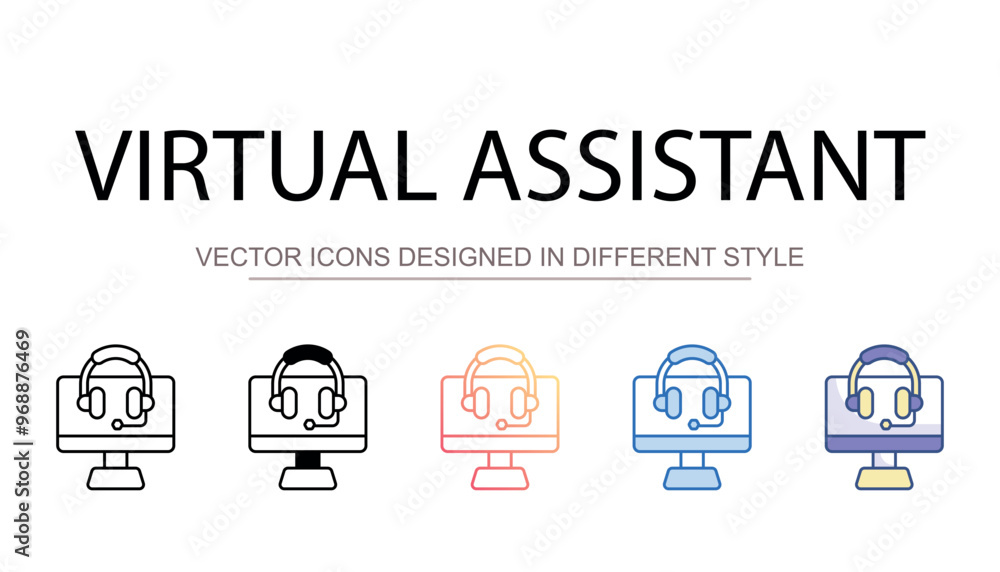Virtual Assistant icon design with white background stock illustration Virtual Assistant icon design with white background stock illustration