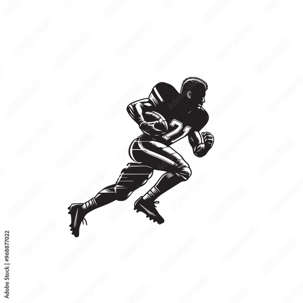 American football player silhouette. American football player logo, icon vector design isolated on white background. American football player silhouette. American football player logo, icon vector design isolated on white background.