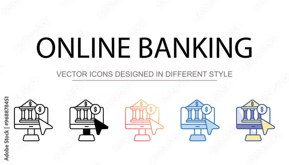 Online Banking icon design with white background stock illustration Online Banking icon design with white background stock illustration