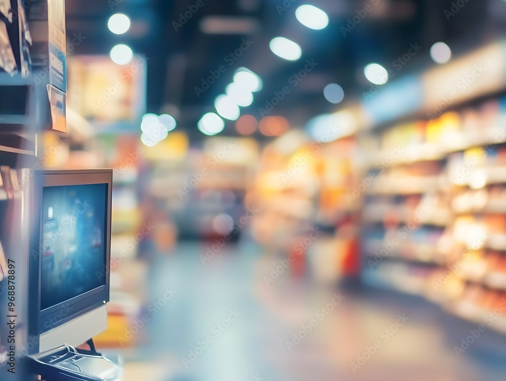 Fototapeta premium Computer store blur background