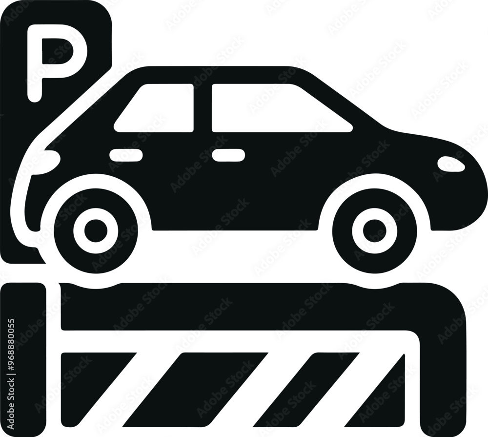 Monochrome Cosmonaut Car Parking Logo Icon black color For Emblems, Badges And Levels Vector Illustration Monochrome Cosmonaut Car Parking Logo Icon black color For Emblems, Badges And Levels Vector Illustration