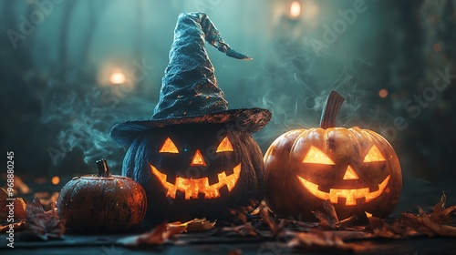 Spooky Halloween themes with trick or treat elements photo