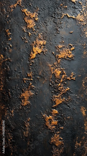 Abstract Close-up of Oxidized Metal with Gold Accents photo