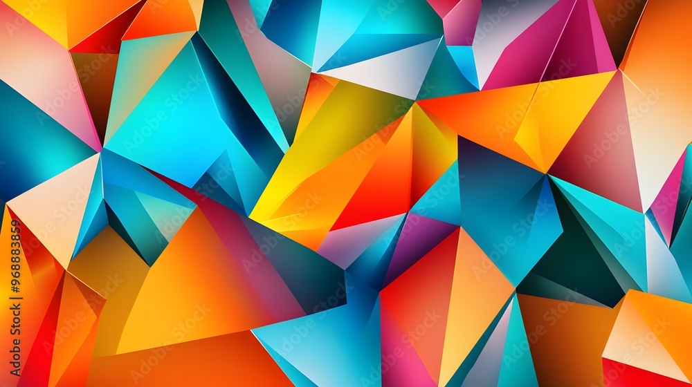 Geometric abstract design with sharp triangles and bright, contrasting colors for a futuristic look. Geometric abstract design with sharp triangles and bright, contrasting colors for a futuristic look.