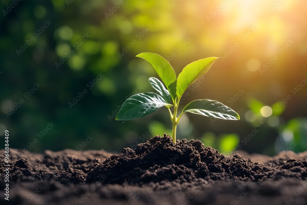 Green Seedling in Soil. Generative AI. Green Seedling in Soil. Generative AI.