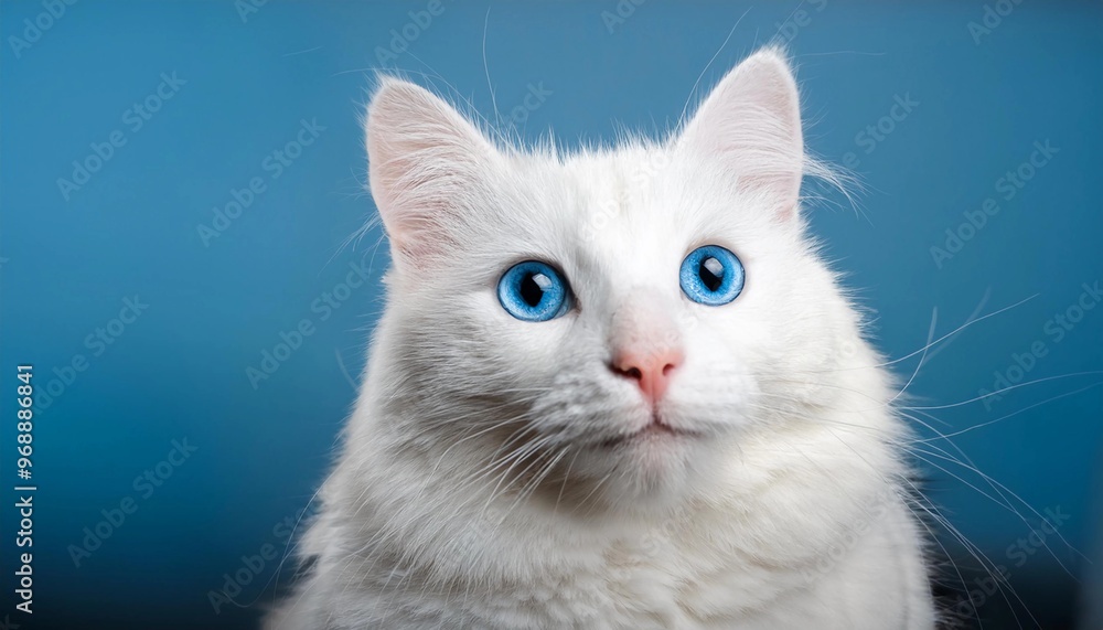 beautiful white blue eyed cat - portrait, studio light beautiful white blue eyed cat - portrait, studio light