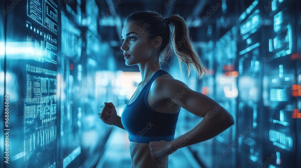 AI-powered virtual personal trainers offering fitness advice based on real-time data: A digital trainer adjusting workouts dynamically as users exercise. AI-powered virtual personal trainers offering fitness advice based on real-time data: A digital trainer adjusting workouts dynamically as users exercise.