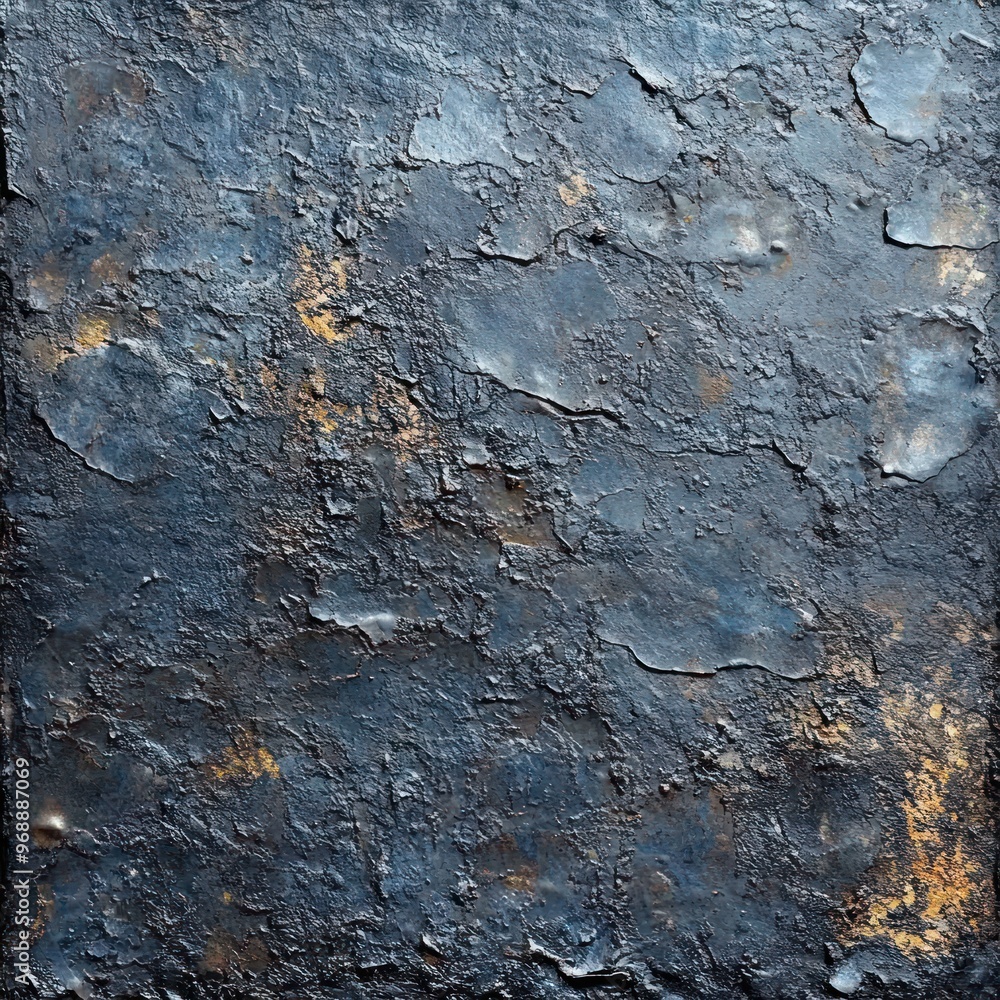 Close-Up of Cracked and Peeling Blue Paint on Metal