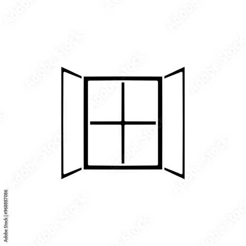 open window icon, vector illustration icon