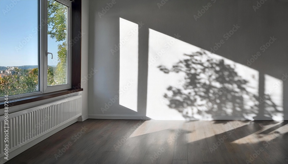 soft rays of sunlight penetrate the room, falling on the white wall, creating a shadow in the form of a plant pattern from the tree
soft rays of sunlight penetrate the room, falling on the white wall, creating a shadow in the form of a plant pattern from the tree