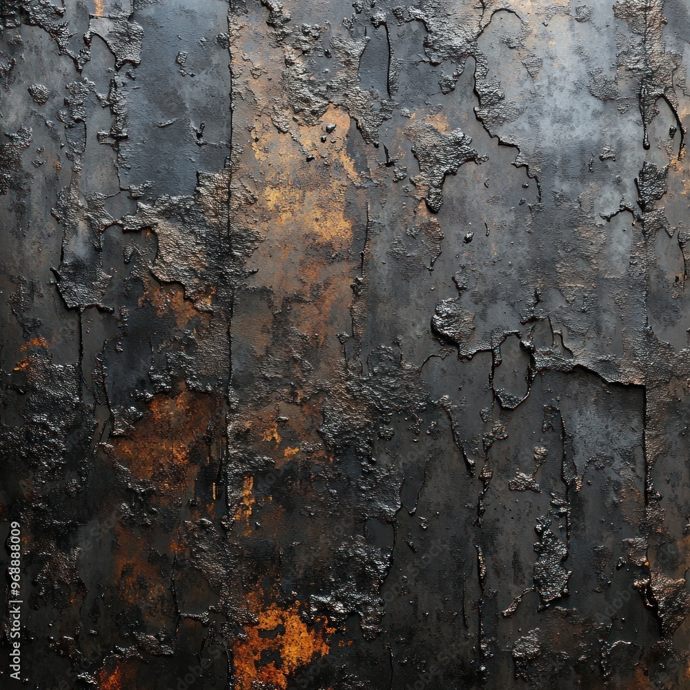 Abstract Textured Background with Peeling Black Paint and Rust Abstract Textured Background with Peeling Black Paint and Rust