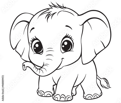 Elephant cartoon page cute animals vector illustration 