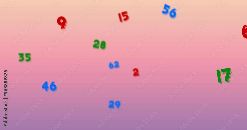 Animation of numbers processing over pink background Animation of numbers processing over pink background