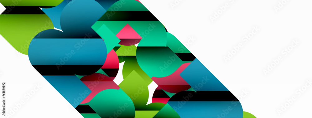 Colorful curve geometric shapes on white Colorful curve geometric shapes on white