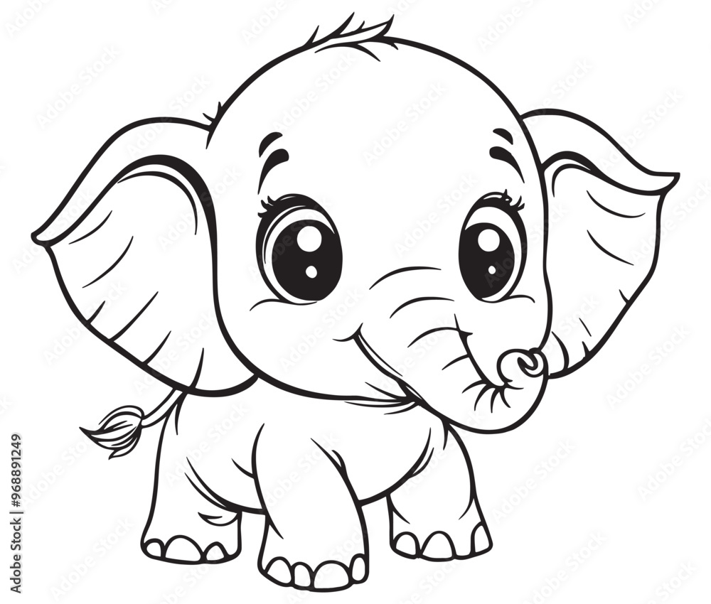 Fototapeta premium Elephant cartoon page cute animals vector illustration 