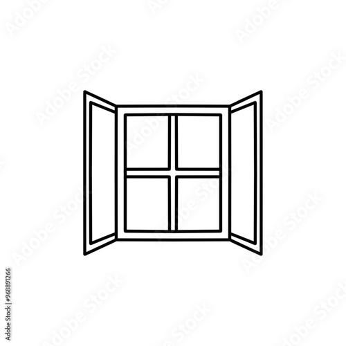 open window icon, vector illustration icon
