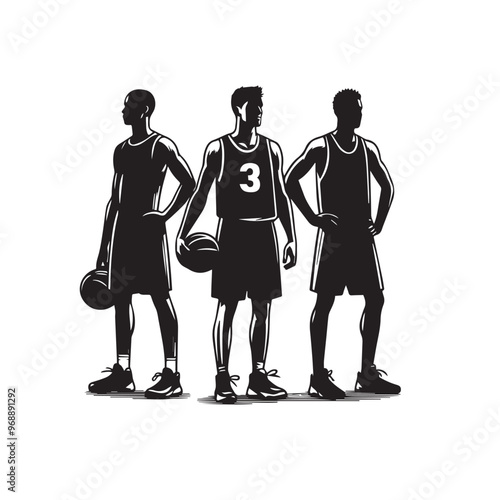 Basketball player vector design. Basketball player logo, icon black and white.