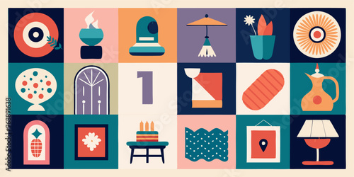 Vintage-inspired grandmillennial and preppy style collage for home decor