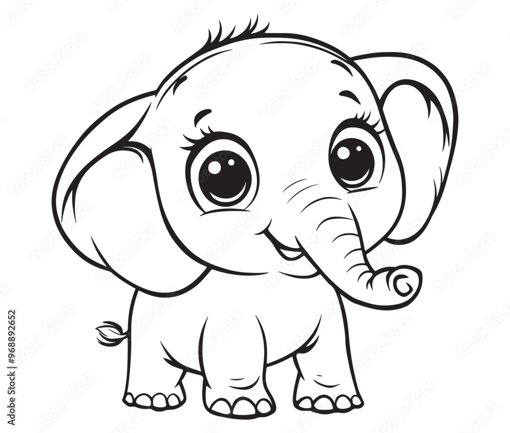 Fototapeta premium Elephant cartoon page cute animals vector illustration 