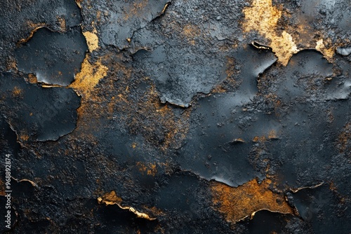 Black and Gold Abstract Texture with Flaking Paint