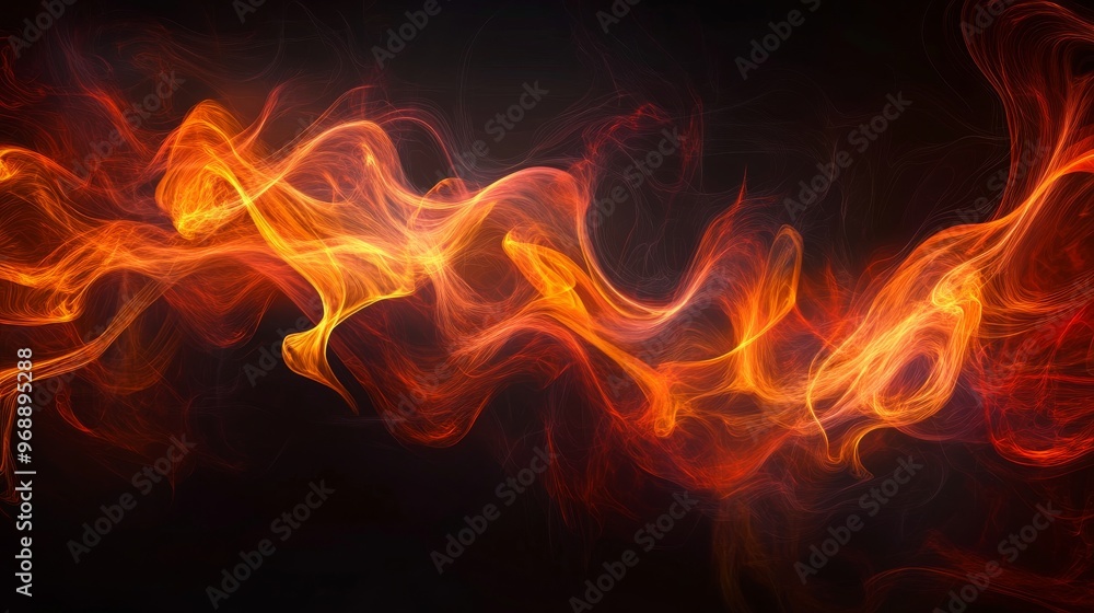 Abstract fiery wave pattern on black background. Energy and movement concept Abstract fiery wave pattern on black background. Energy and movement concept