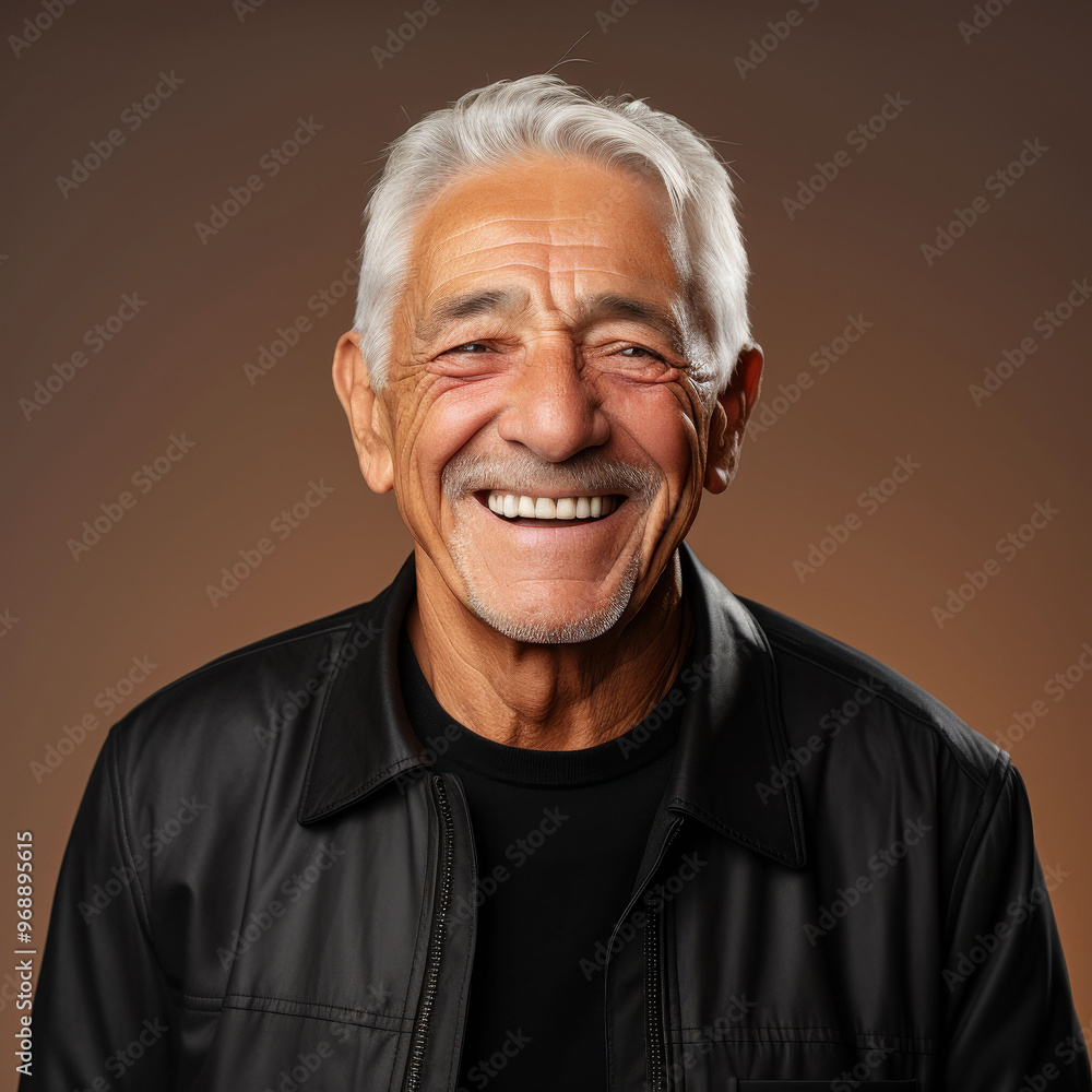 Joyful Hispanic senior man smiling against a neutral background Joyful Hispanic senior man smiling against a neutral background