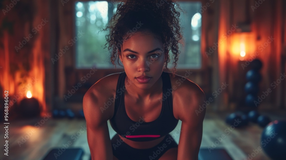 AI-enhanced personalized home fitness devices with real-time coaching: A smart home gym where devices provide real-time feedback on exercise form and progress. AI-enhanced personalized home fitness devices with real-time coaching: A smart home gym where devices provide real-time feedback on exercise form and progress.