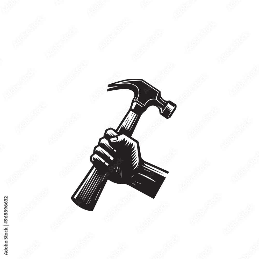 Hammer silhouette. Hammer logo, icon vector design black and white. Hammer silhouette. Hammer logo, icon vector design black and white.