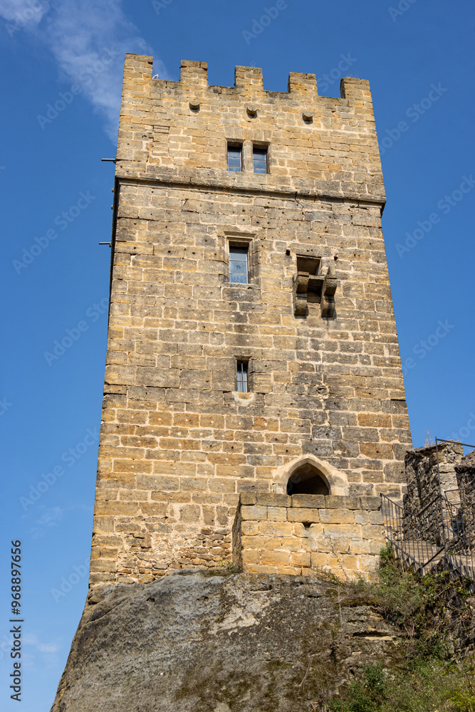 The stone tower on a rock castle Helfenburk, Czech Republic The stone tower on a rock castle Helfenburk, Czech Republic