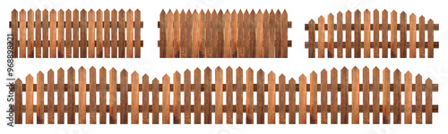 Fotografie Different wooden fences isolated on white, set