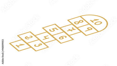 A simple drawn hopscotch game isolated on white. Learn numbers by playing. Jump from one number to another.