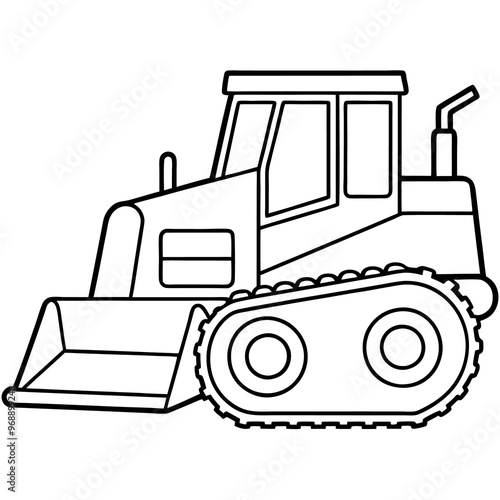 bulldozer outline coloring book page line art drawing