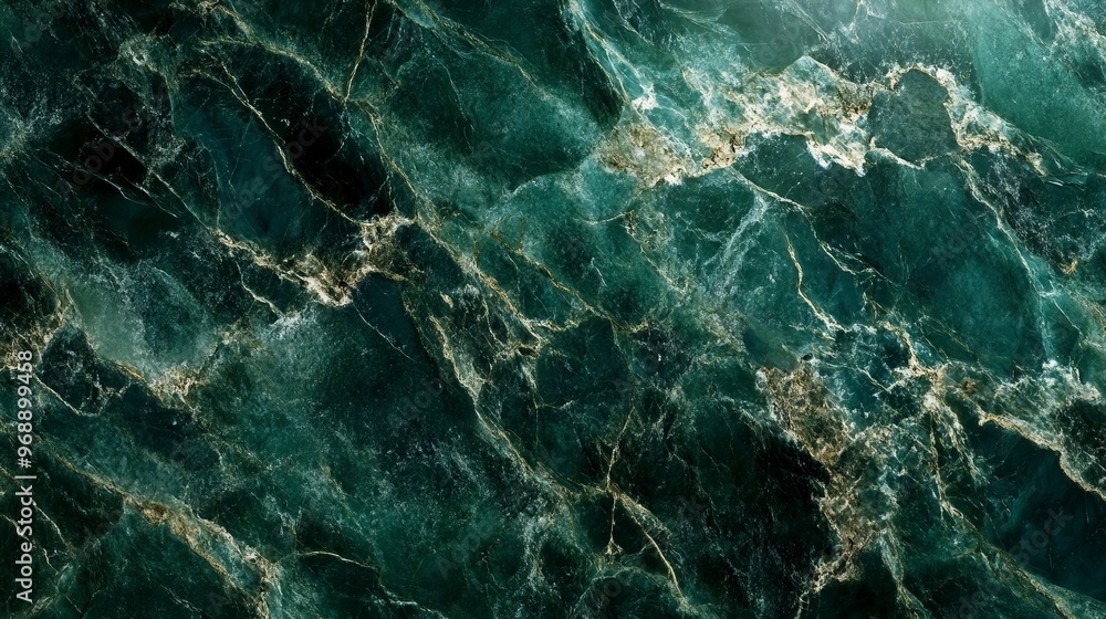 Fototapeta premium Processed collage of luxurious dark green glossy marble texture.