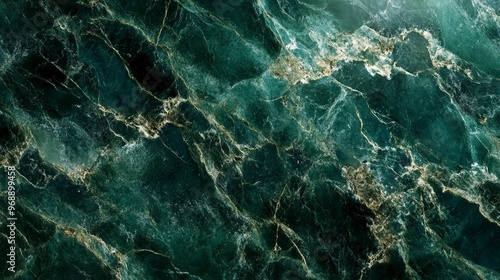 Processed collage of luxurious dark green glossy marble texture.