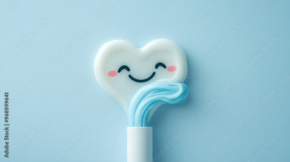 Smiling heart with a blue squiggle. Smiling heart with a blue squiggle.