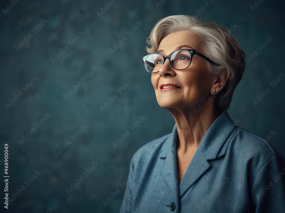 Elegant Elderly Woman with Poised Smile and Timeless Confidence in Portrait Elegant Elderly Woman with Poised Smile and Timeless Confidence in Portrait