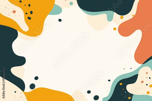 Illustration of abstract shapes minimal colorful cover decoration and large blank space in the center for text on white background,illustration concept.