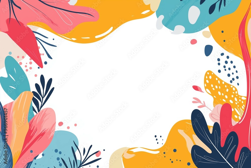 Naklejka premium Illustration of abstract shapes minimal colorful cover decoration and large blank space in the center for text on white background,illustration concept.
