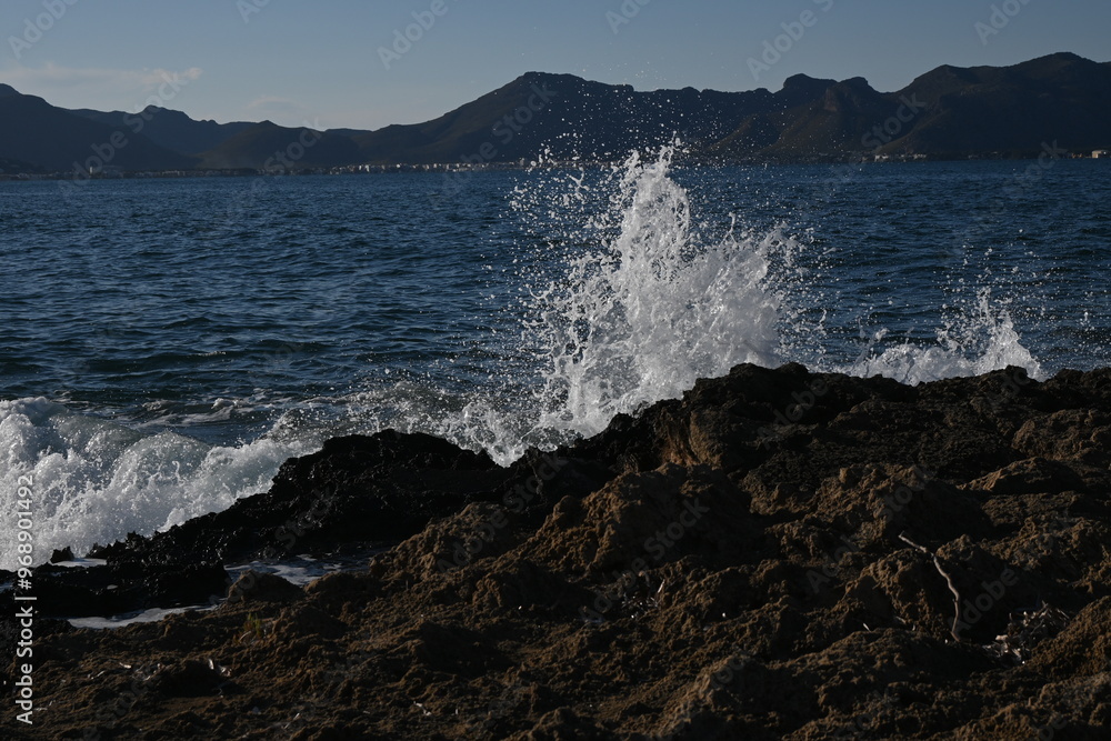Fototapeta premium waves breaking on the rocks