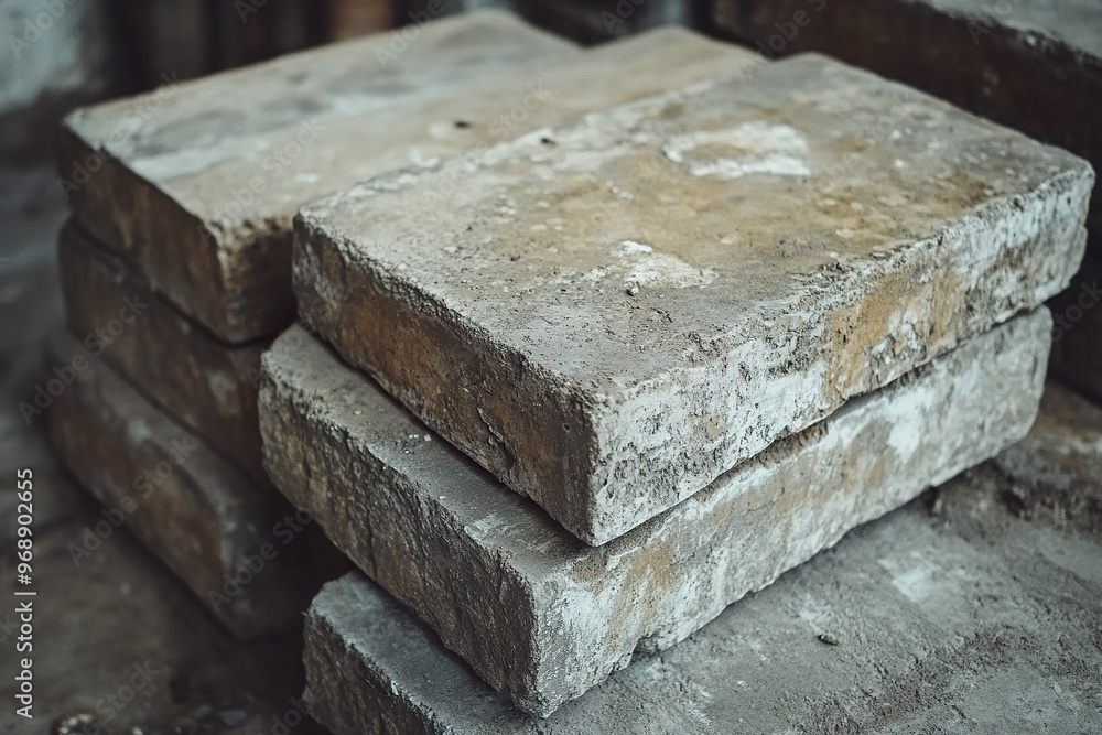 A close up of rough rustic concrete blocks with uneven surfaces and visible texture A close up of rough rustic concrete blocks with uneven surfaces and visible texture